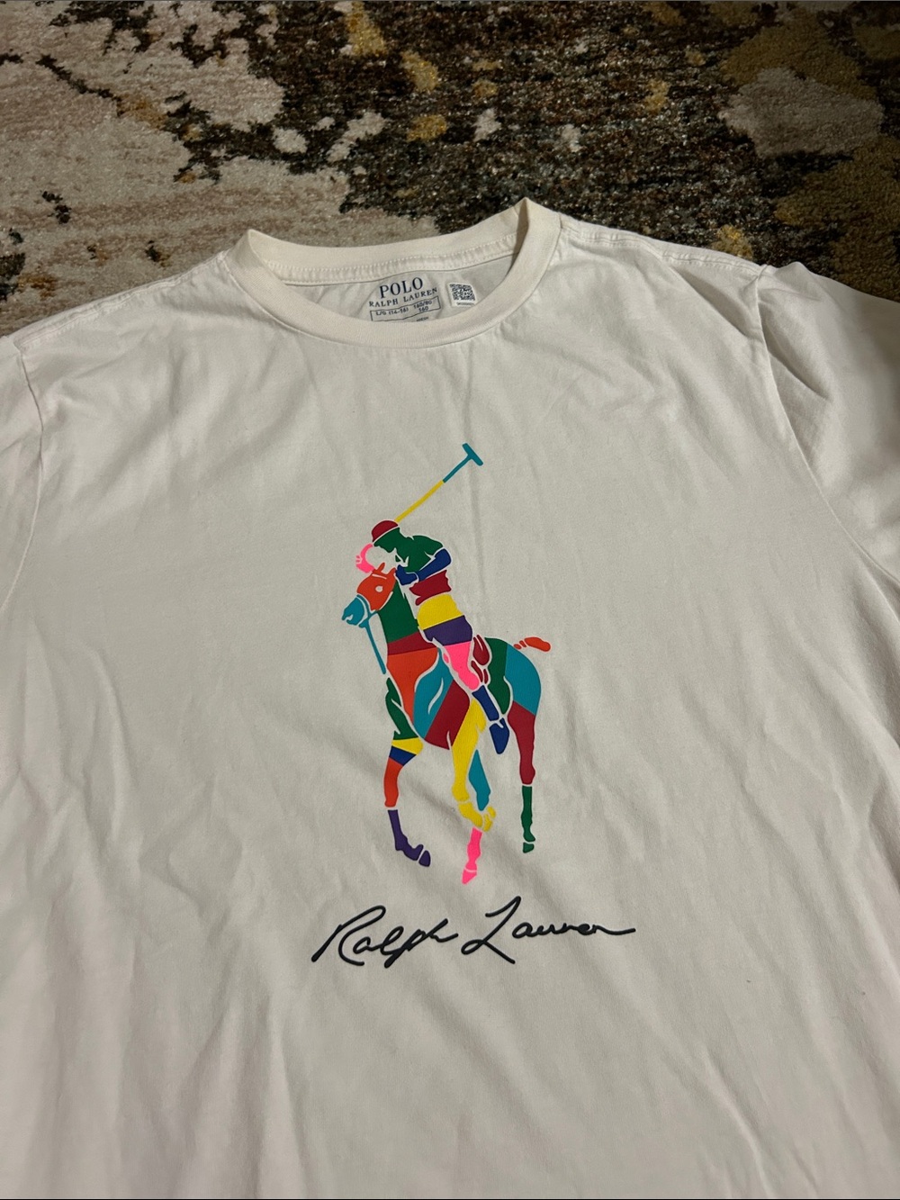 Ralph Lauren Cream Short-Sleeve Tee with Multicolor Polo Player